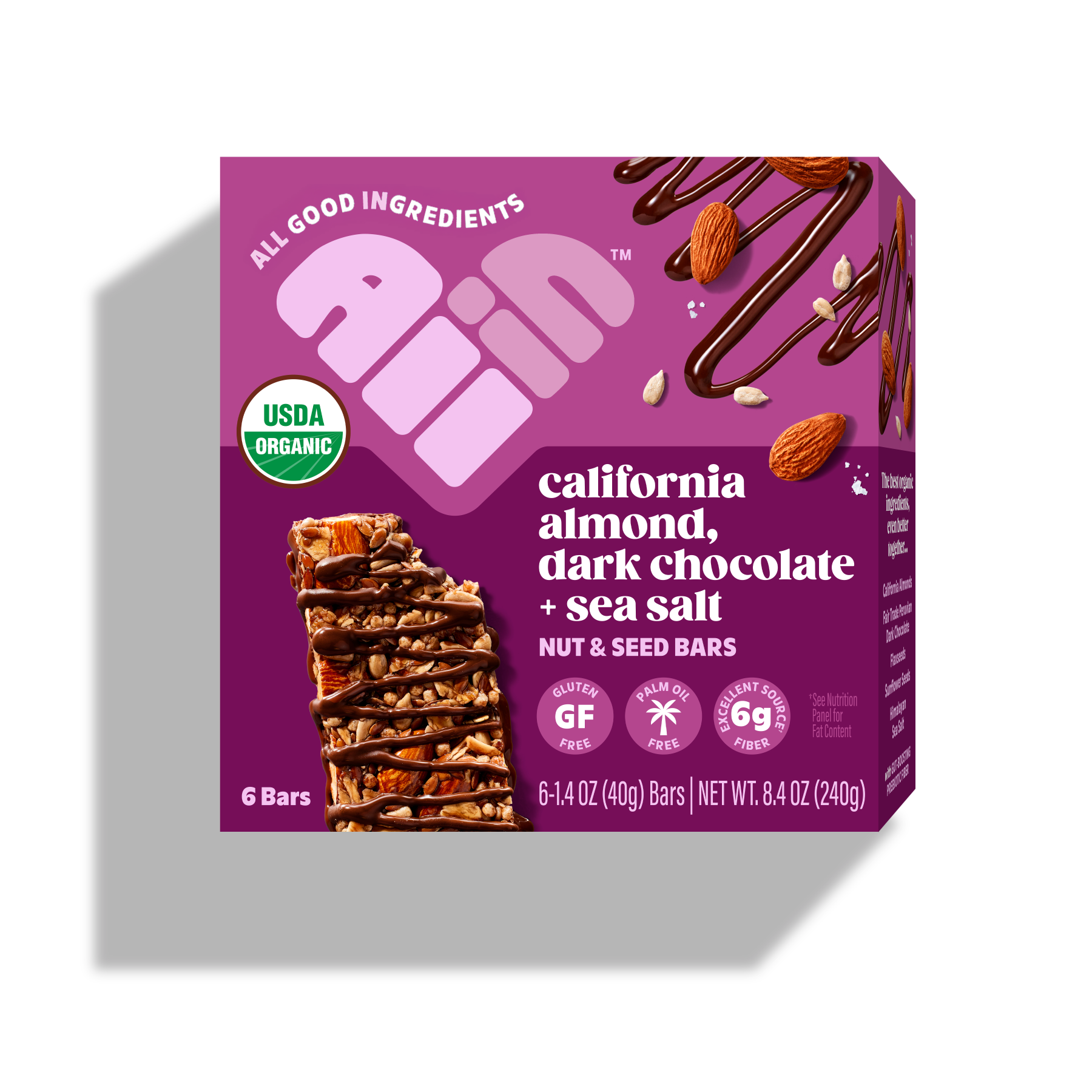 California Almond, Dark chocolate + Sea salt